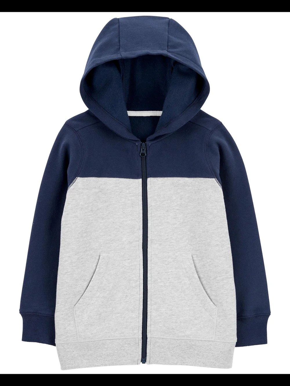 NWT Carter's Kids Hooded Zip-Up Sweatshirt - Navy and Light Gray